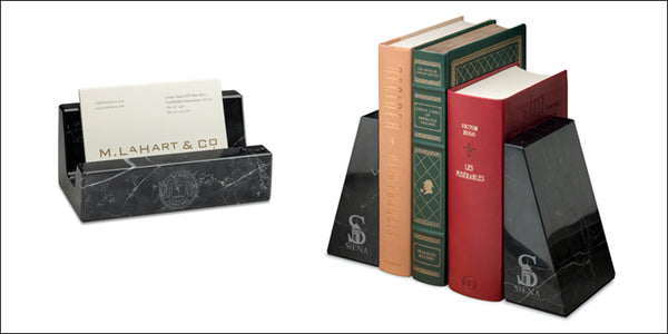 Custom Marble Bookends & Card Holder