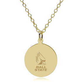 Ball State 14K Gold Pendant &amp; Chain Shot #1