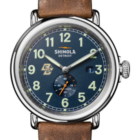 Boston College Shinola Watch, The Runwell Automatic 45 mm Blue Dial and British Tan Strap at M.LaHart &amp; Co. Shot #1