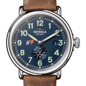 Bucknell University Shinola Watch, The Runwell Automatic 45 mm Blue Dial and British Tan Strap at M.LaHart &amp; Co. Shot #1