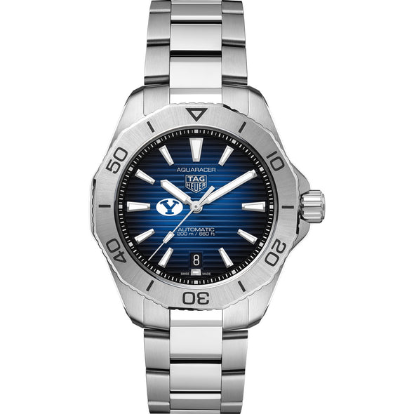 BYU Men&#39;s TAG Heuer Steel Automatic Aquaracer with Blue Sunray Dial Shot #2