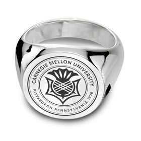 Carnegie Mellon Sterling Silver Round Signet Ring Shot #1
