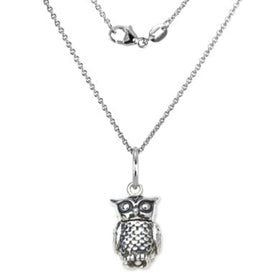 Chi Omega Sterling Silver Necklace with Owl Charm Shot #1