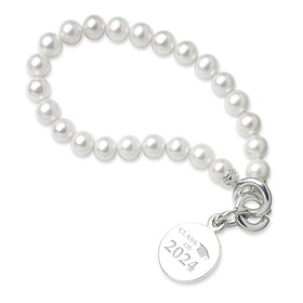 Class of 2024 Pearl Bracelet with Sterling Silver Charm Shot #1
