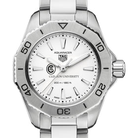 Clemson Women&#39;s TAG Heuer Steel Aquaracer with Silver Dial Shot #1