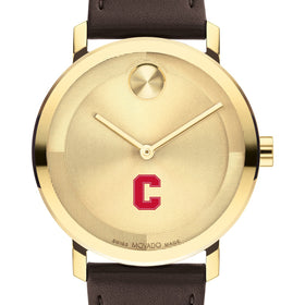 Cornell University Men&#39;s Movado BOLD Gold with Chocolate Leather Strap Shot #1