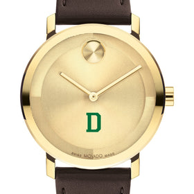 Dartmouth College Men&#39;s Movado BOLD Gold with Chocolate Leather Strap Shot #1