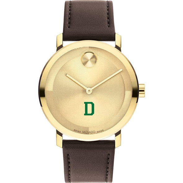 Dartmouth College Men&#39;s Movado BOLD Gold with Chocolate Leather Strap Shot #2
