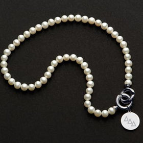 Delta Delta Delta Pearl Necklace with Sterling Silver Charm Shot #1