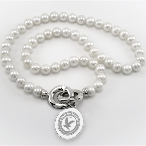 Embry-Riddle Pearl Necklace with Sterling Silver Charm Shot #1