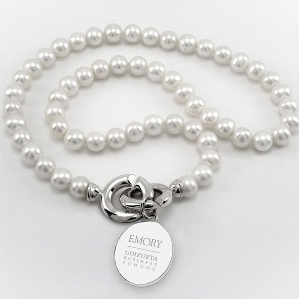 Emory Goizueta Pearl Necklace with Sterling Silver Charm Shot #1