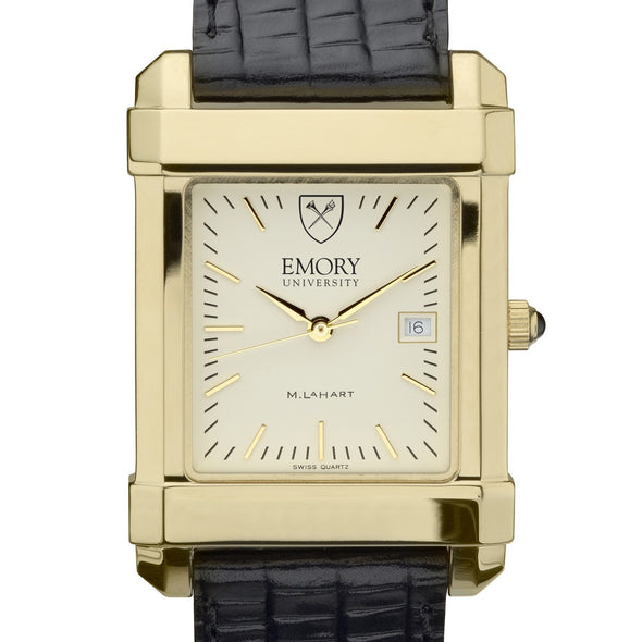 Emory Men&#39;s Gold Quad with Leather Strap Shot #1