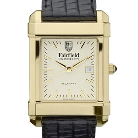 Fairfield Men&#39;s Gold Quad with Leather Strap Shot #1
