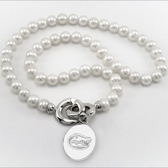 Florida Gators Pearl Necklace with Sterling Silver Charm Shot #1