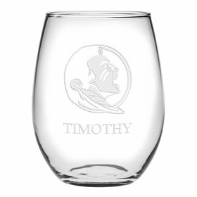 FSU Stemless Wine Glasses Made in the USA - Set of 2 Shot #1