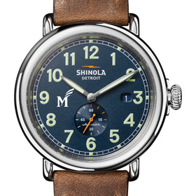 George Mason University Shinola Watch, The Runwell Automatic 45 mm Blue Dial and British Tan Strap at M.LaHart &amp; Co. Shot #1