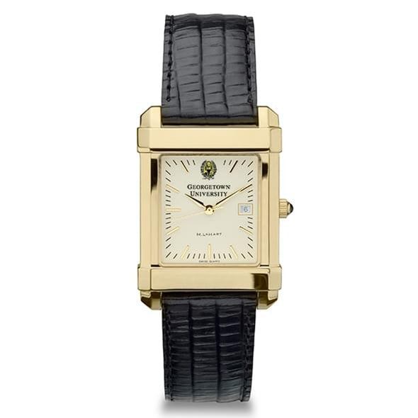 Georgetown Men&#39;s Gold Quad with Leather Strap Shot #2
