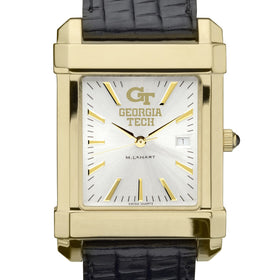 Georgia Tech Men&#39;s Gold Watch with 2-Tone Dial &amp; Leather Strap at M.LaHart &amp; Co. Shot #1