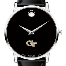Georgia Tech Men&#39;s Movado Museum with Leather Strap Shot #1