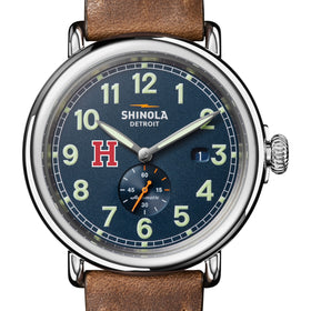 Harvard University Shinola Watch, The Runwell Automatic 45 mm Blue Dial and British Tan Strap at M.LaHart &amp; Co. Shot #1