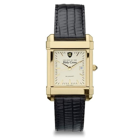 Holy Cross Men&#39;s Gold Quad with Leather Strap Shot #2