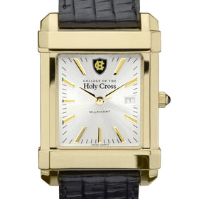 Holy Cross Men&#39;s Gold Watch with 2-Tone Dial &amp; Leather Strap at M.LaHart &amp; Co. Shot #1