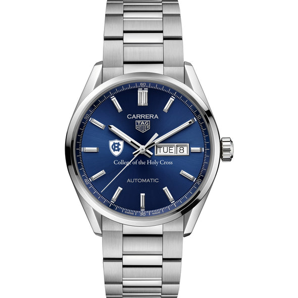 Holy Cross Men&#39;s TAG Heuer Carrera with Blue Dial &amp; Day-Date Window Shot #2