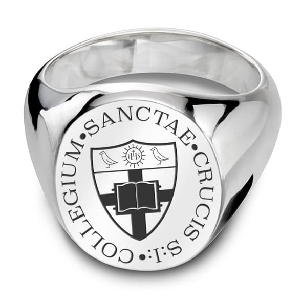 Holy Cross Sterling Silver Oval Signet Ring Shot #1