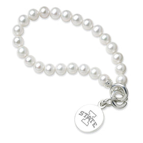 Iowa State University Pearl Bracelet with Sterling Silver Charm Shot #1