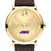 James Madison University Men's Movado BOLD Gold with Chocolate Leather Strap