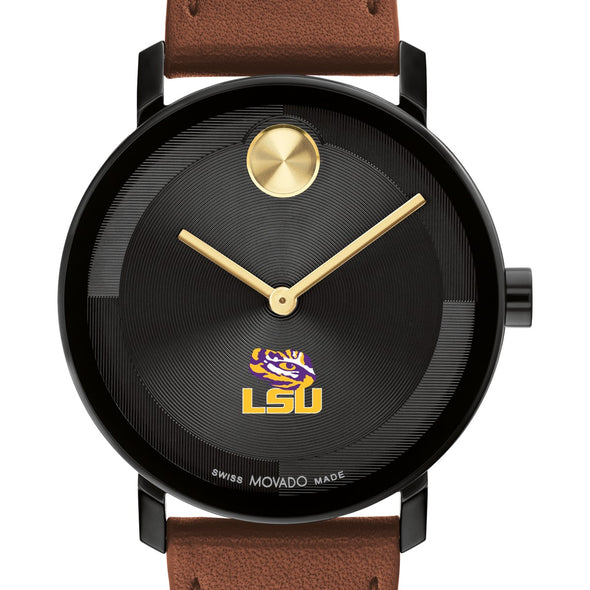 Louisiana State University Men&#39;s Movado BOLD with Cognac Leather Strap Shot #1