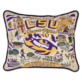 LSU Embroidered Pillow Shot #1