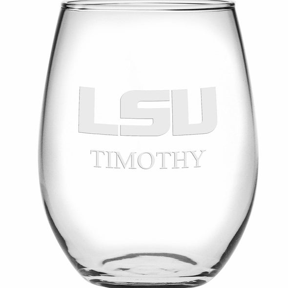 LSU Stemless Wine Glasses Made in the USA - Set of 2 Shot #2