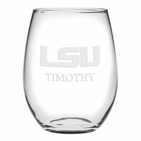 LSU Stemless Wine Glasses Made in the USA - Set of 4 Shot #1