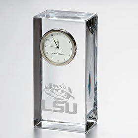 LSU Tall Glass Desk Clock by Simon Pearce Shot #1