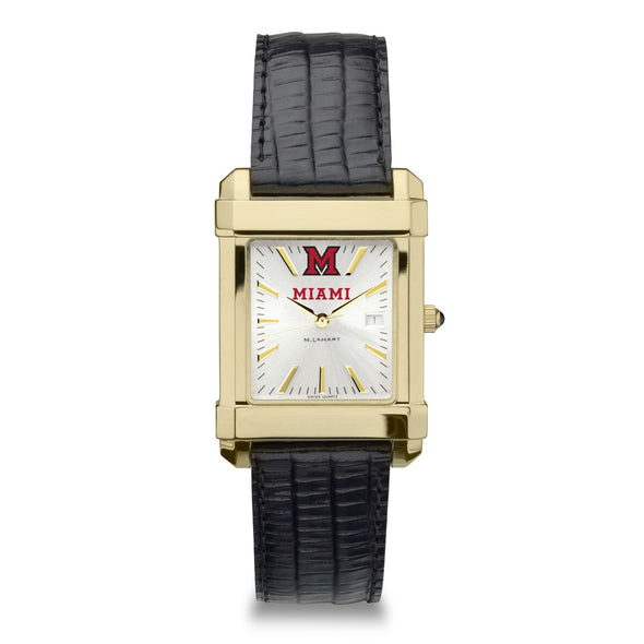 Miami University Men&#39;s Gold Watch with 2-Tone Dial &amp; Leather Strap at M.LaHart &amp; Co. Shot #2