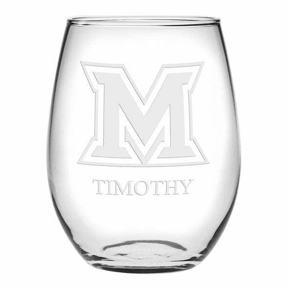 Miami University Stemless Wine Glasses Made in the USA - Set of 4 Shot #1
