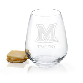 Miami University Stemless Wine Glasses - Set of 2 Shot #1