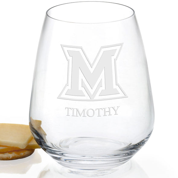 Miami University Stemless Wine Glasses - Set of 4 Shot #2