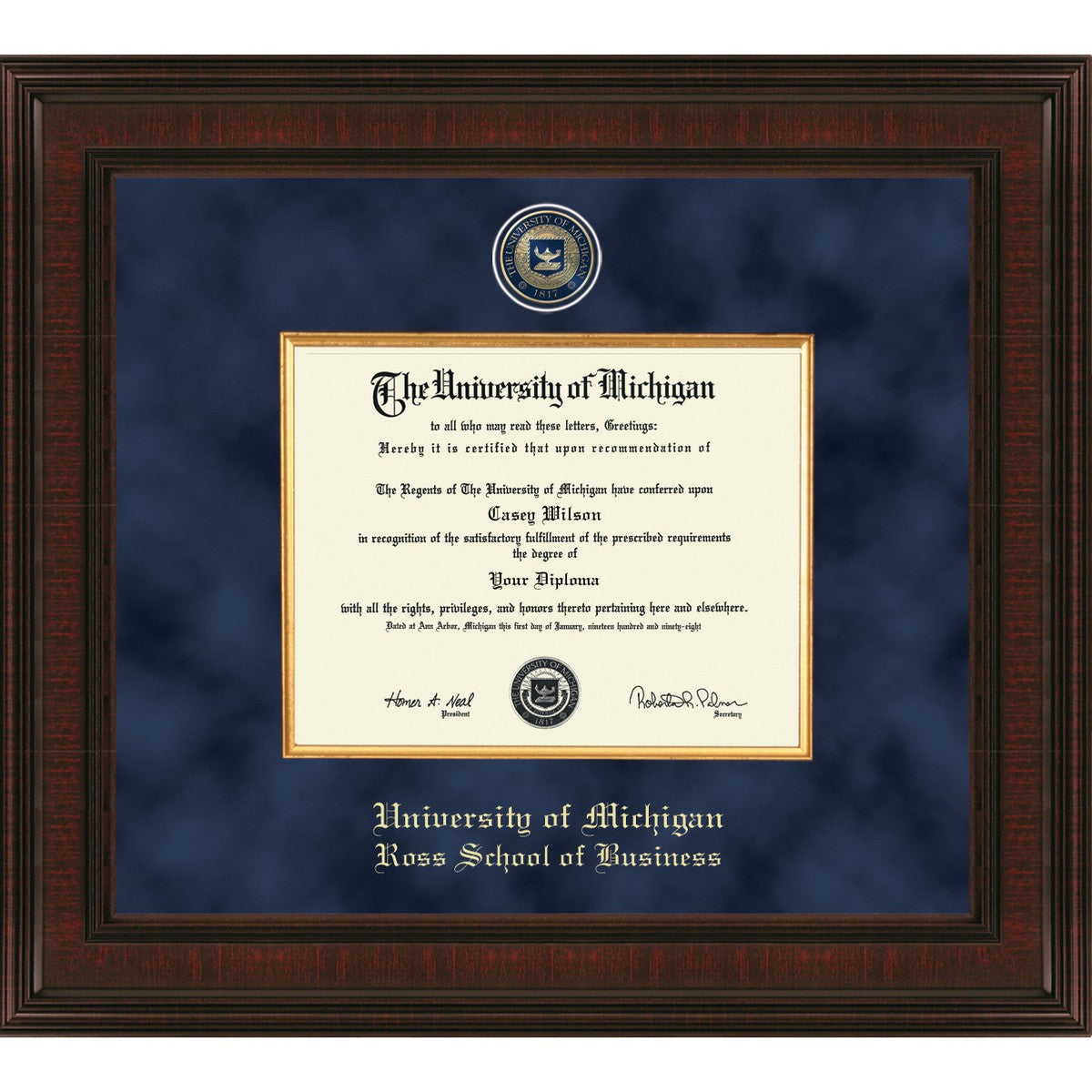 Michigan Ross Diploma Frame - Excelsior - Graduation Gift