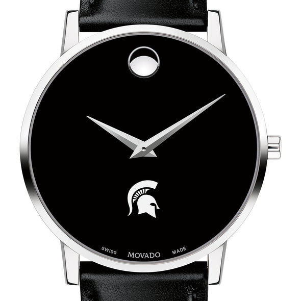 Michigan State Men&#39;s Movado Museum with Leather Strap Shot #1