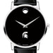 Michigan State Men's Movado Museum with Leather Strap