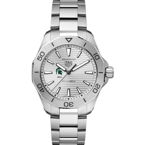 Michigan State Men&#39;s TAG Heuer Steel Aquaracer with Silver Dial Shot #2