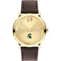 Michigan State University Men's Movado BOLD Gold with Chocolate Leather Strap Shot #2