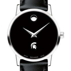 Michigan State Women&#39;s Movado Museum with Leather Strap Shot #1