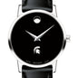 Michigan State Women's Movado Museum with Leather Strap Shot #1