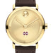 Mississippi State Men's Movado BOLD Gold with Chocolate Leather Strap