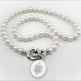 Naval Academy Pearl Necklace with USNA Sterling Silver Charm Shot #1