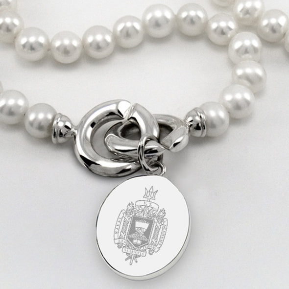 Naval Academy Pearl Necklace with USNA Sterling Silver Charm Shot #2