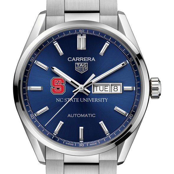 NC State Men&#39;s TAG Heuer Carrera with Blue Dial &amp; Day-Date Window Shot #1